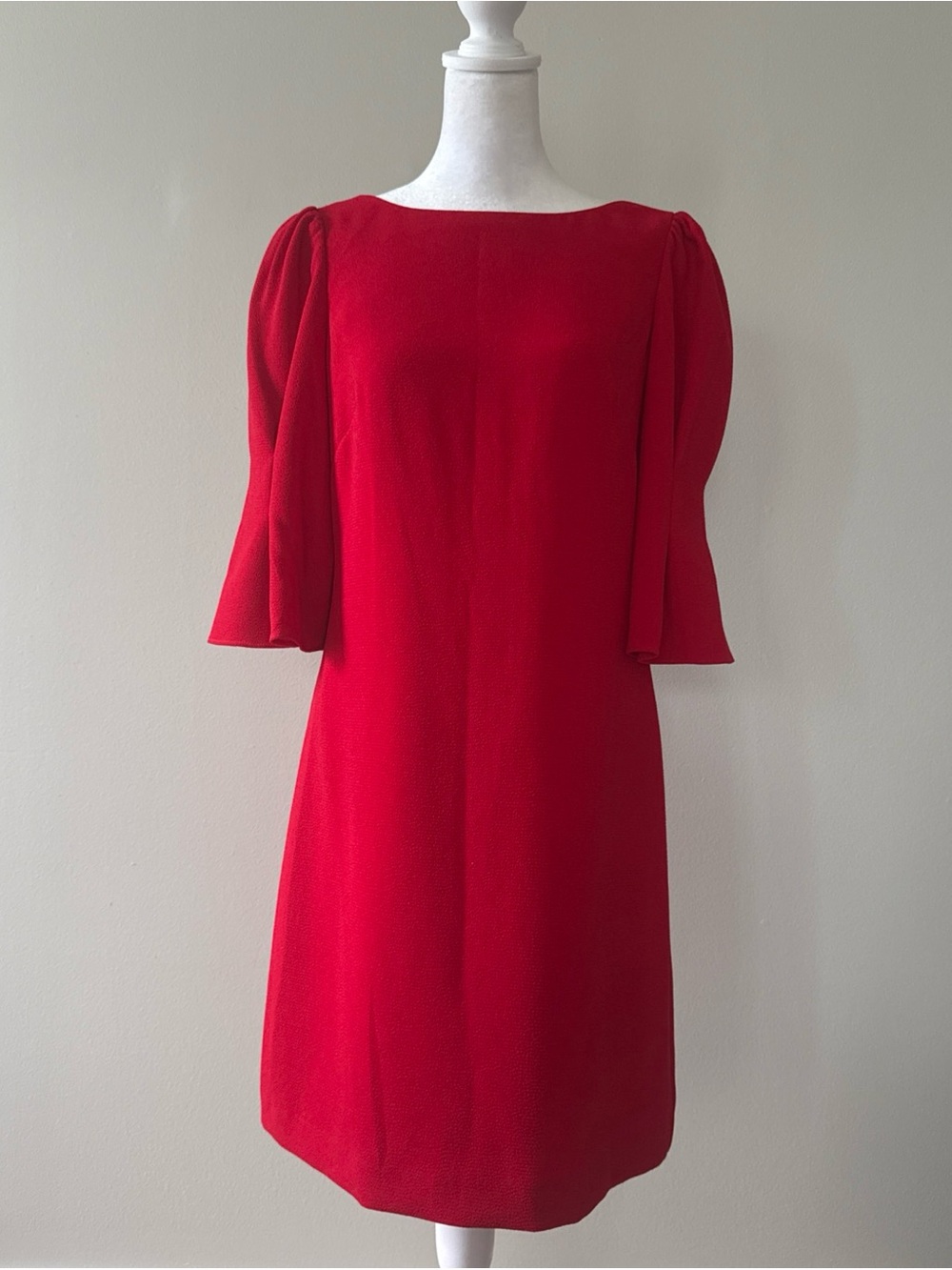 Vince Camuto Red Shift Dress with Elegant Puff Balloon Sleeves